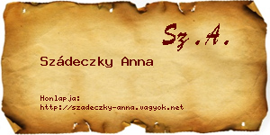 Szádeczky Anna névjegykártya