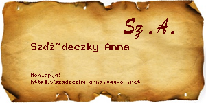 Szádeczky Anna névjegykártya