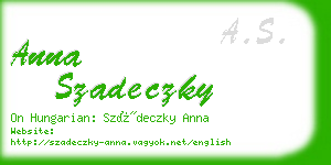 anna szadeczky business card